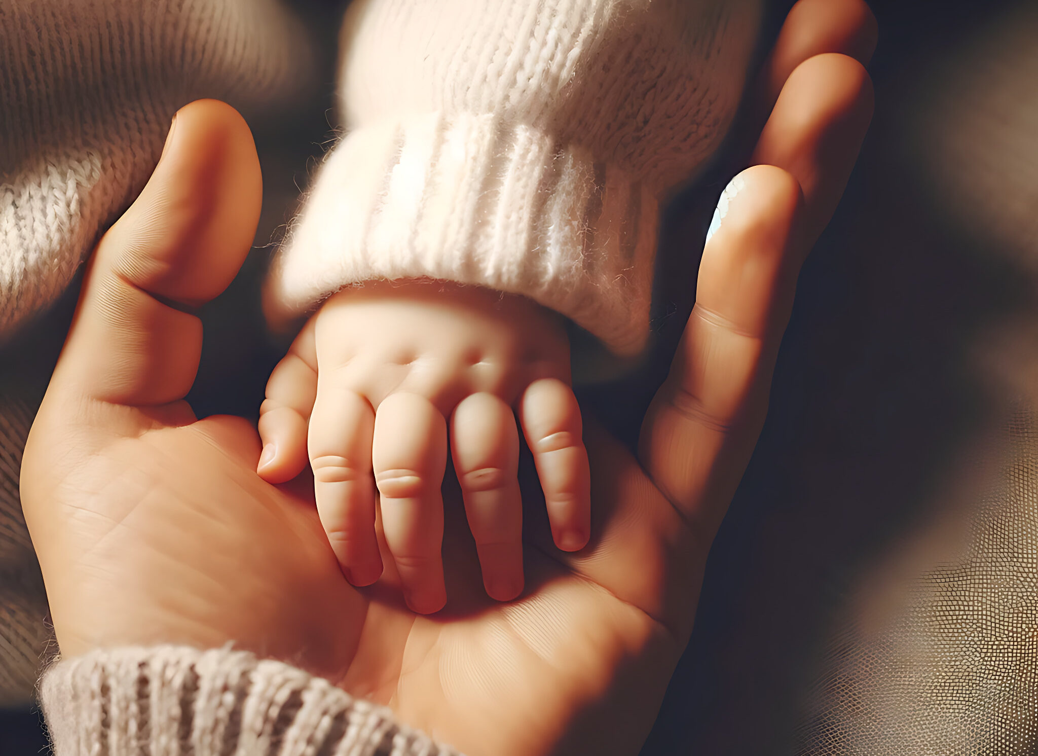 hands of the child in adult's hand
